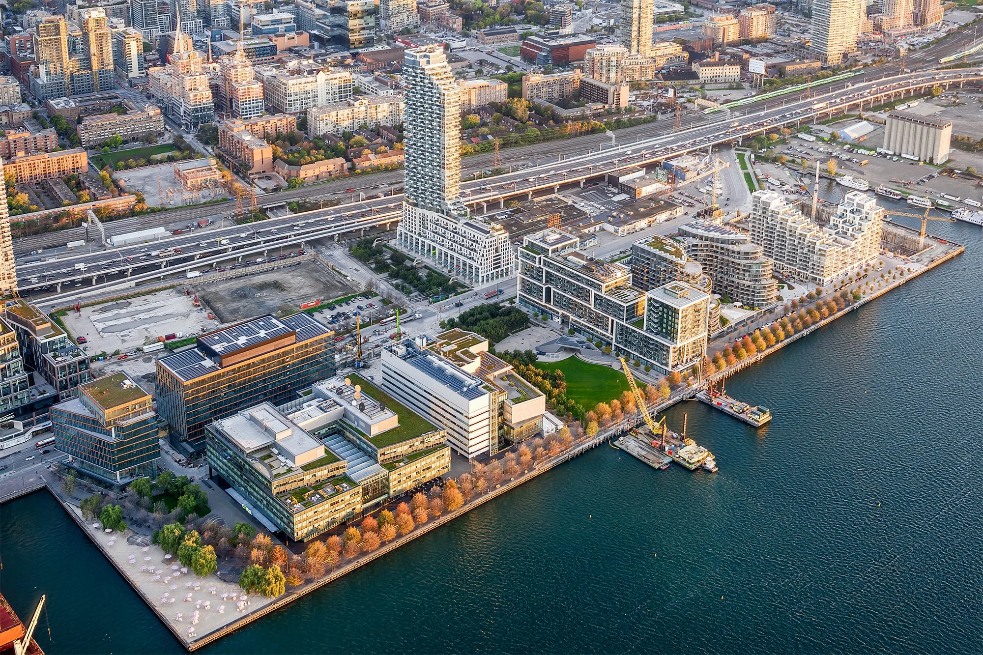 Aerial view of Toronto's Harbourfront on Lake Ontario, near the Company's head office
