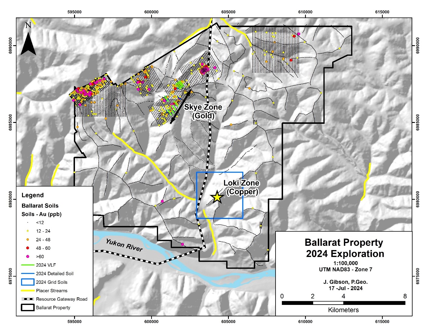 Ballarat Property showing areas of planned 2024 exploration