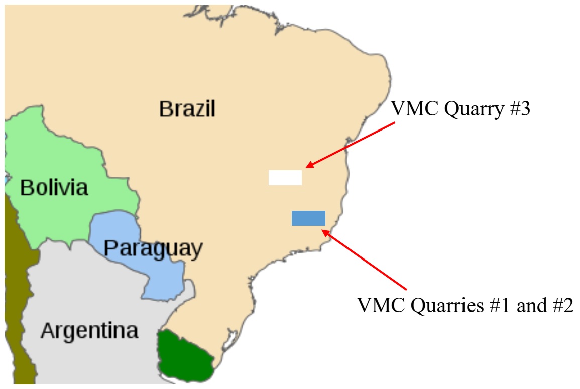 Quarry Locations in Minas Gerais, Brazil