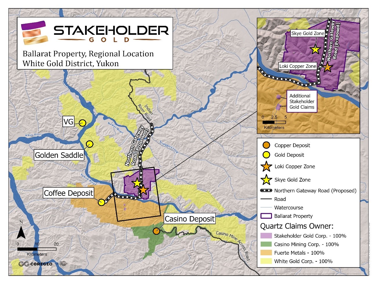 Stakeholder’s 10 claims within the Coffee Mining Camp