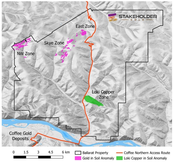 Skye Gold Zone, Loki Copper Zone, East Zone and Northwest Zone, Ballarat Project